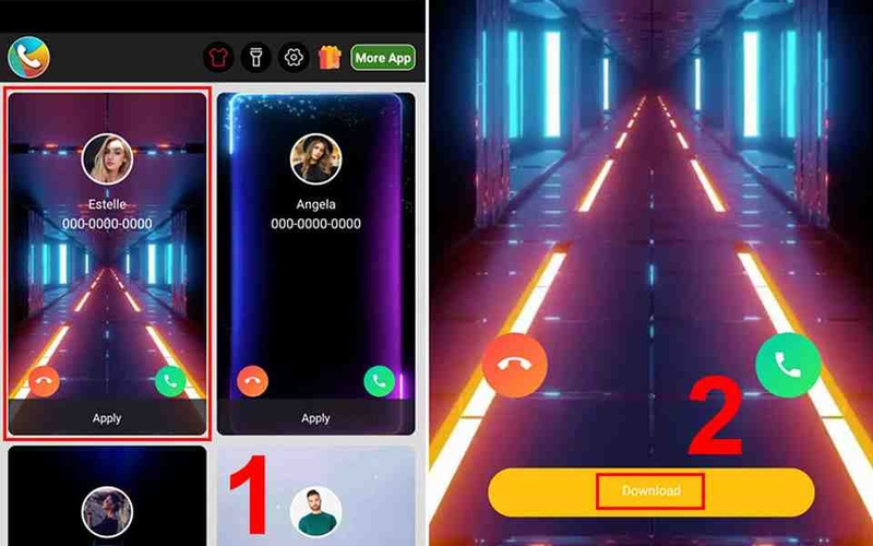 Dùng giao diện chính của ứng dụng Call Color Flash