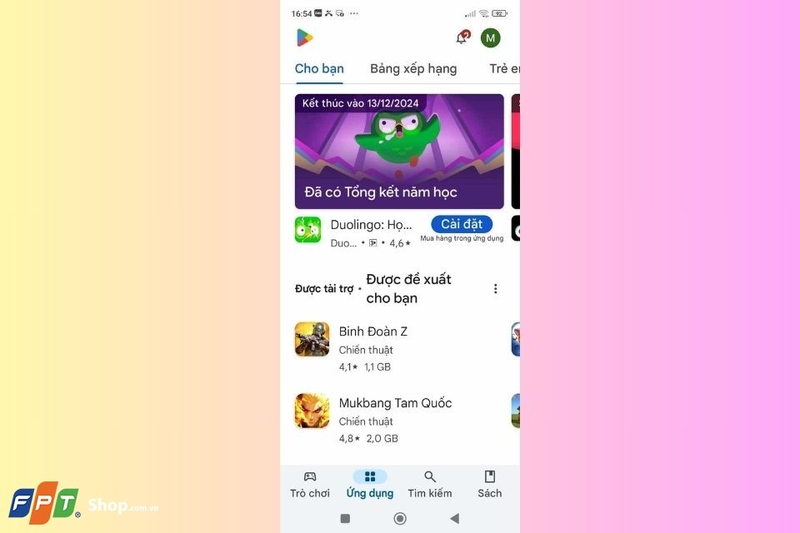 Mở ứng dụng CH Play trên điện thoại