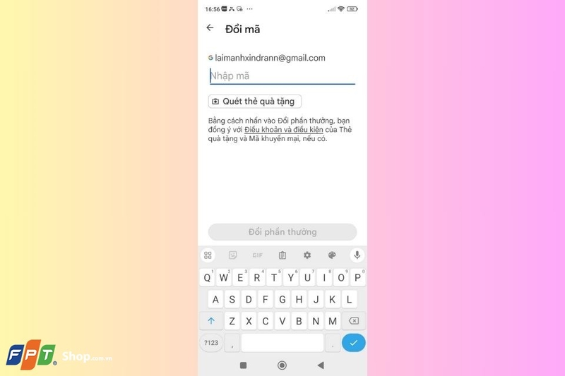 Chọn tùy chọn Đổi mã quà tặng