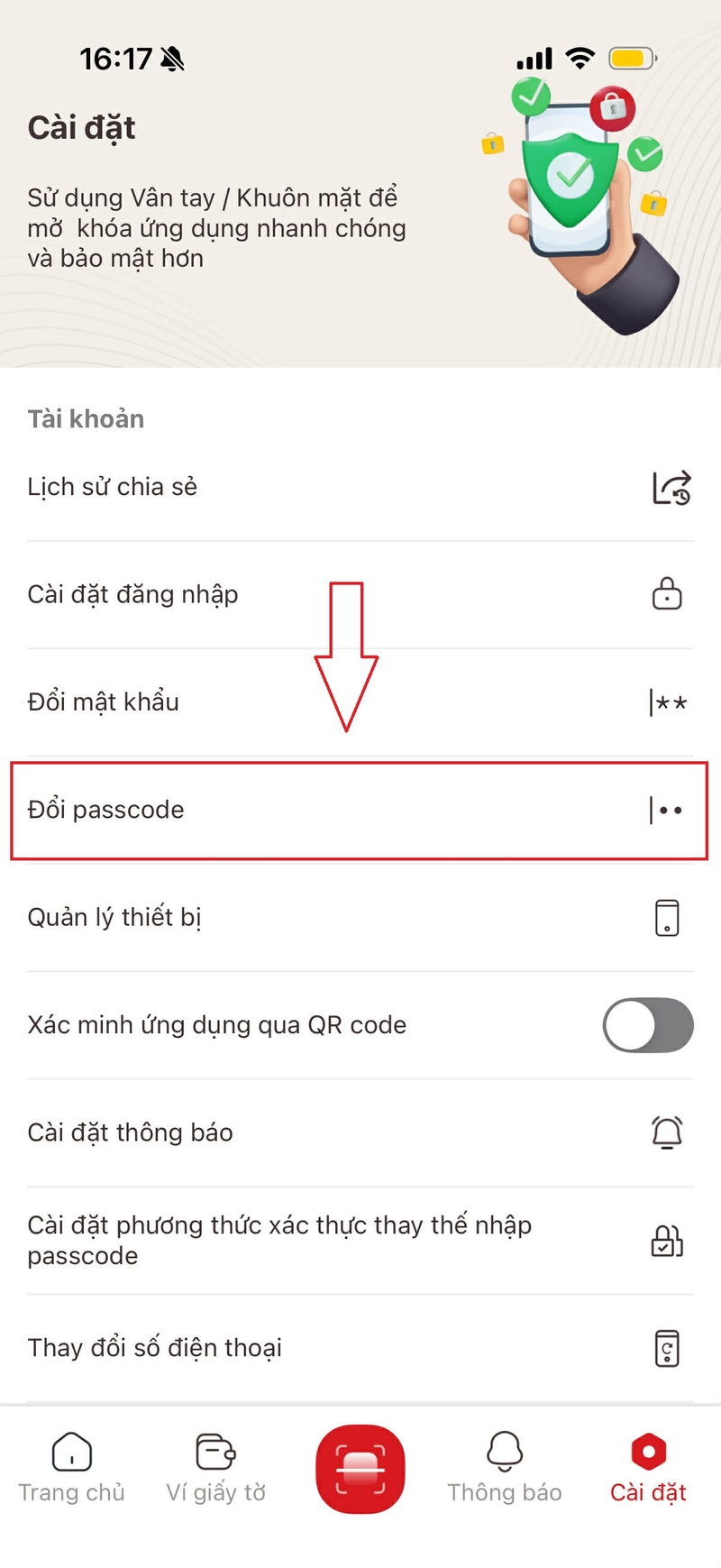 cách đổi mật khẩu và passcode trên VNeID hình 6.jpg