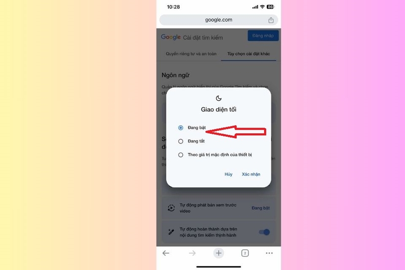 Chọn giao diện tối tùy vào nhu cầu sử dụng