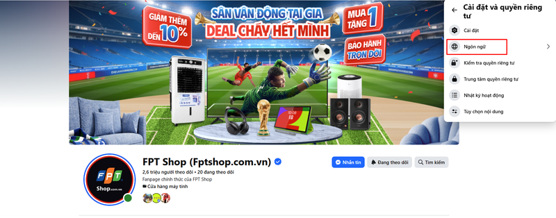 Cách đổi ngôn ngữ trên Facebook 5