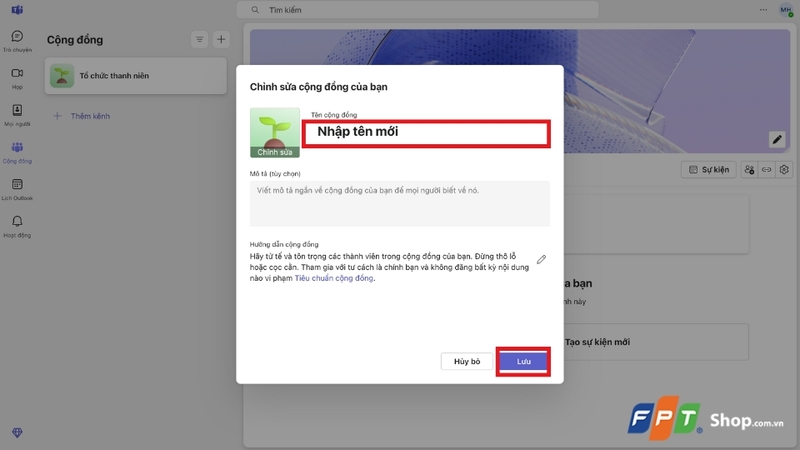 Đổi tên cộng đồng trong Microsoft Teams