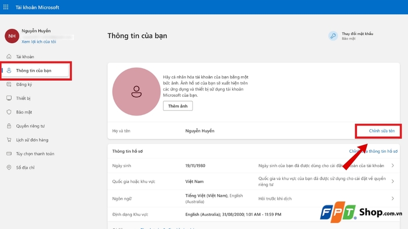 Chọn Chỉnh sửa tên