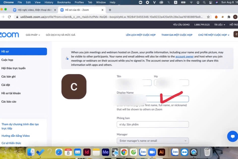 Chọn Profile trong menu bên trái