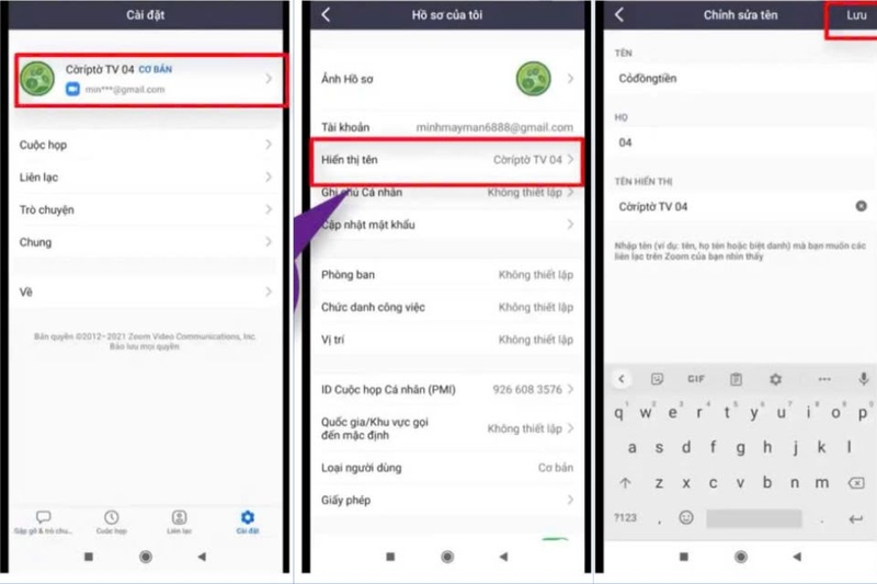 Cách đổi tên trong Zoom trên điện thoại thông minh