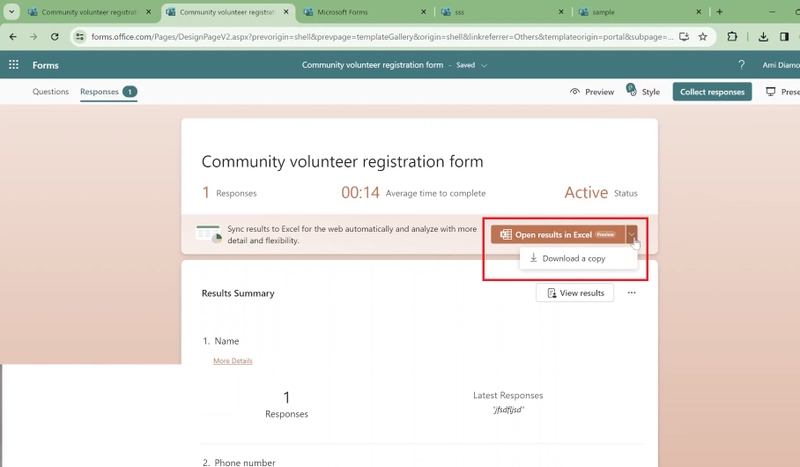 cách đồng bộ Microsoft Forms với excel hình 3