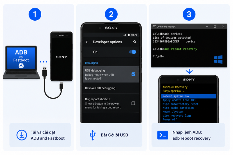 cách đưa điện thoại Sony về chế độ Recovery Mode 6