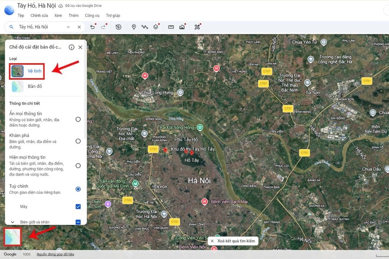 Mở Google Earth và tiến hành tìm kiếm địa điểm bạn muốn xem