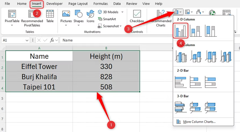cách dùng ảnh làm cột biểu đồ Excel 1
