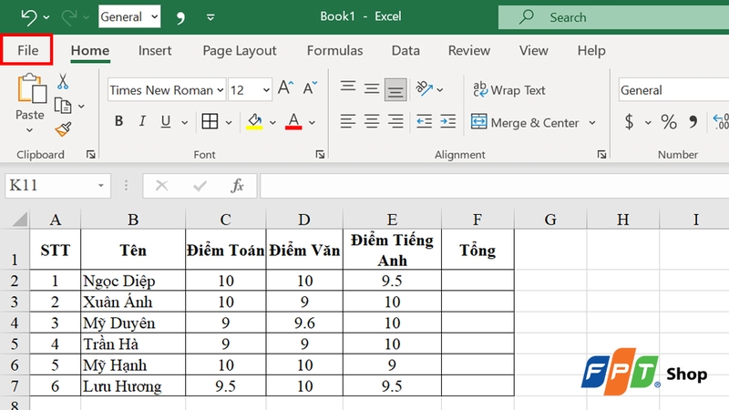 Mở Excel và vào thẻ File