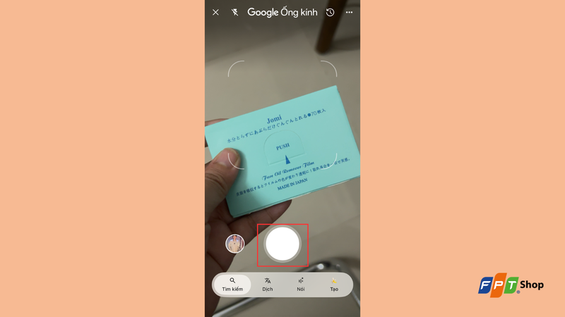Nhấn nút chụp trong Google Lens