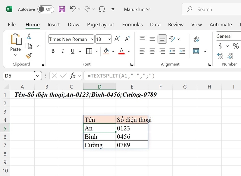 cách dùng hàm TexTSPLIT trong excel hình 7