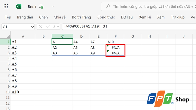#N/A xuất hiện khi có ô trống không chia hết
