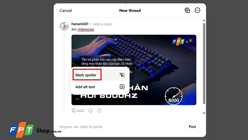 Tận dụng tính năng spoiler ẩn cả hình ảnh