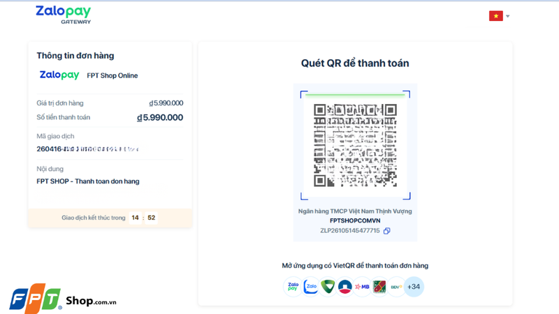 Quét QR Zalopay