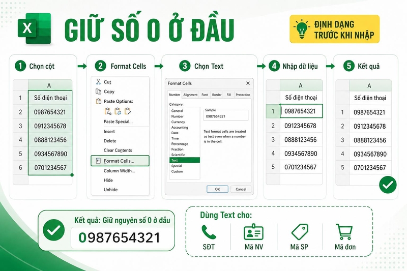 Cách fix lỗi Excel không hiển thị số 0 ảnh 3