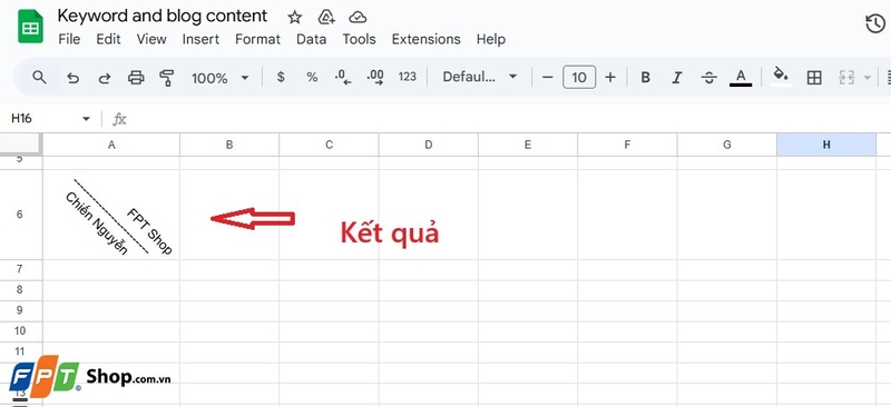 cách gạch chéo ô trong Google Sheets 7