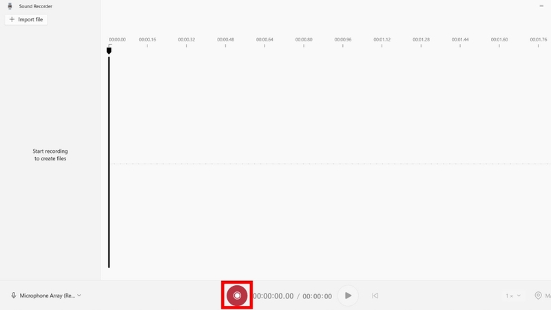Nhấn nút màu đỏ để bắt đầu thu