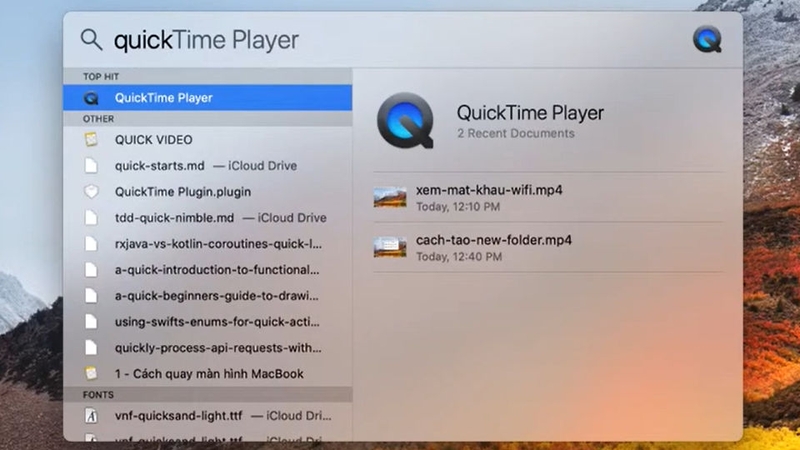 Mở QuickTime Player