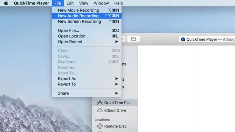 Vào File chọn New Audio Recording
