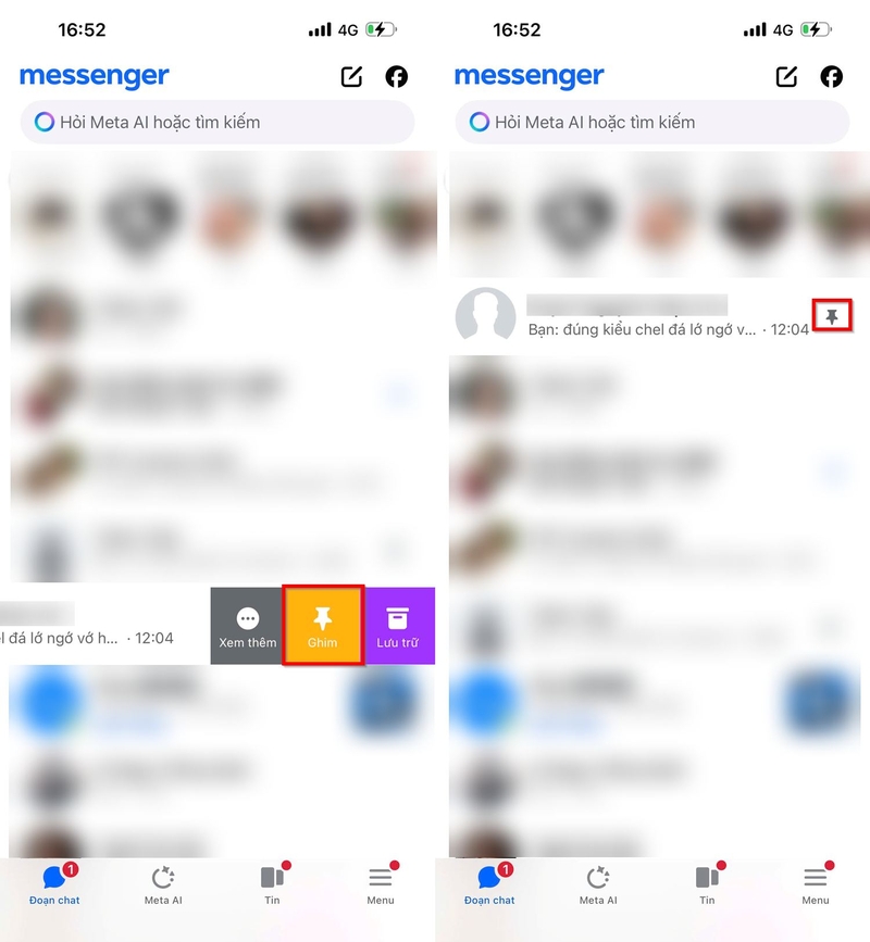 Cách ghim đoạn chat Messenger trên iPhone ảnh 2