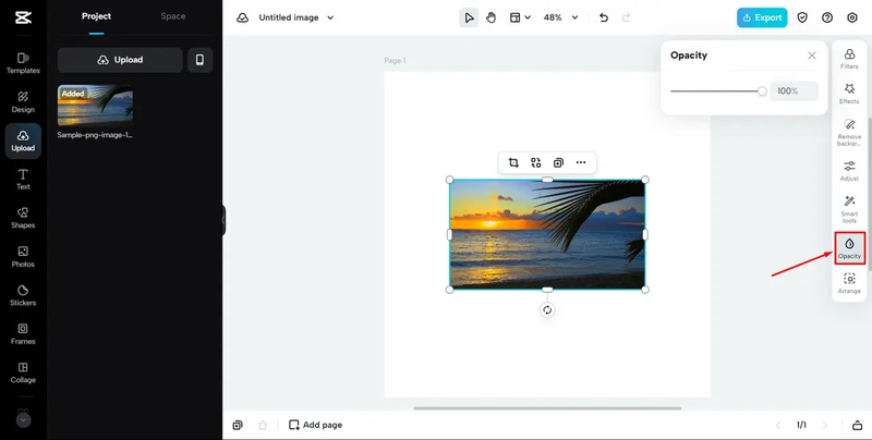 cách giảm độ mờ Opacity của video trên CapCut hình 1