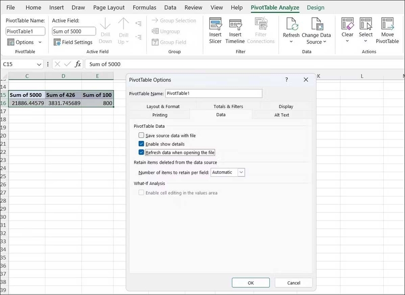 ngan excel luu cache trong pivot