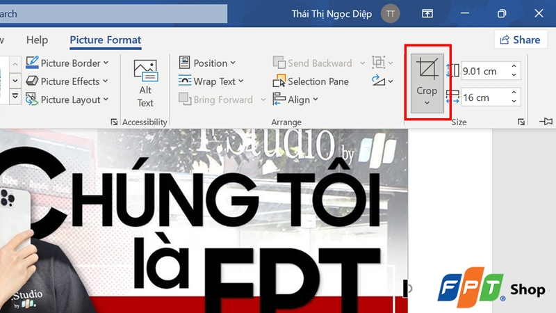 Chức năng cắt ảnh (crop) trong Word