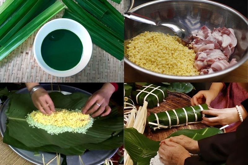 cách gói bánh tét bằng lá dong