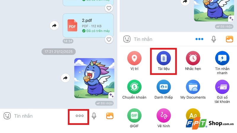 Chọn mục Tài liệu để xem toàn bộ tệp tin
