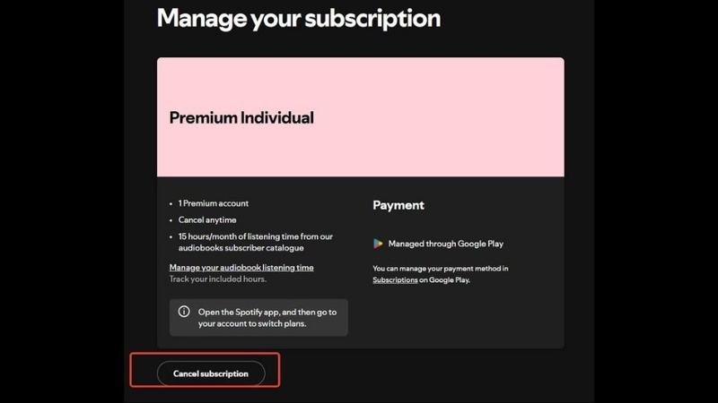 cách hủy đăng ký spotify premium 3