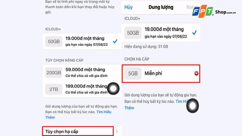 Thực hiện huỷ gói đăng ký iCloud