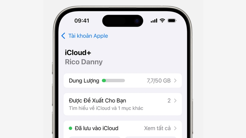 Kiểm tra dung lượng iCloud hiện tại