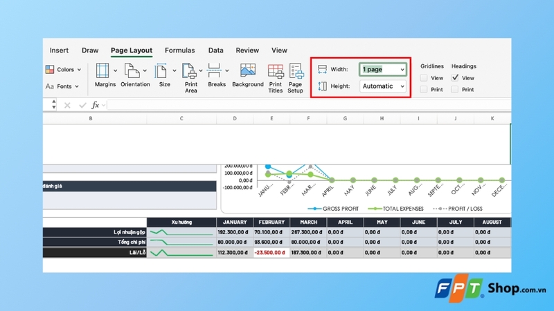Thiet lap Scale to Fit trong Excel Thiet lap Scale to Fit trong Excel