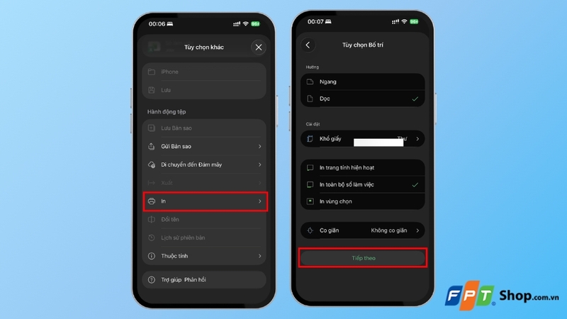Chon tinh nang in tren ung dụng Excel Chon tinh nang in tren ung dụng Excel