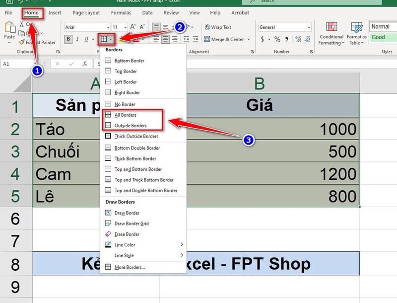 Cách kẻ ô trong Excel - 04