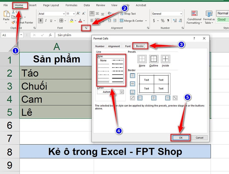 Cách kẻ ô trong Excel - 05