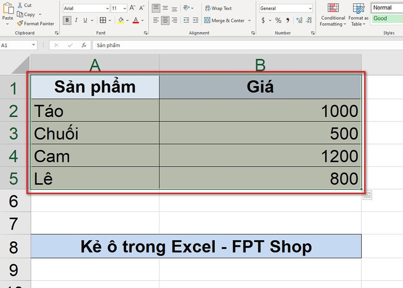 Cách kẻ ô trong Excel - 06