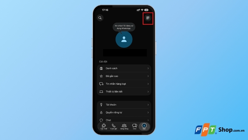 Nhấn vào biểu tượng mã QR
