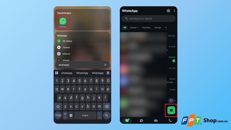 Mở WhatsApp và chọn biểu tượng trò chuyện