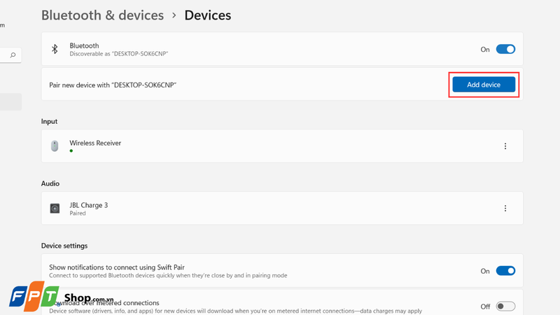 Nhấn vào Add device