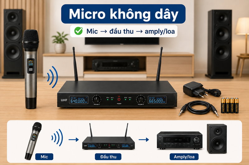 cách kết nối micro không dây với amply ảnh 7