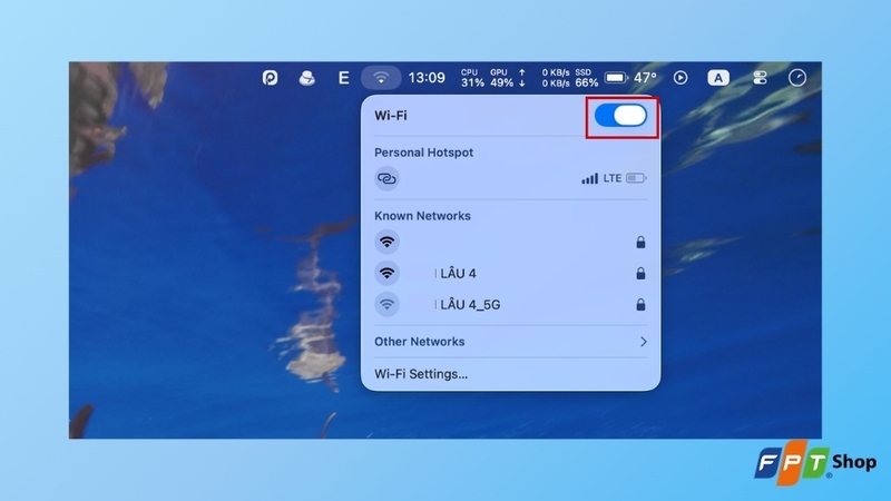 Bật Wi-Fi trên MacBook Air M4