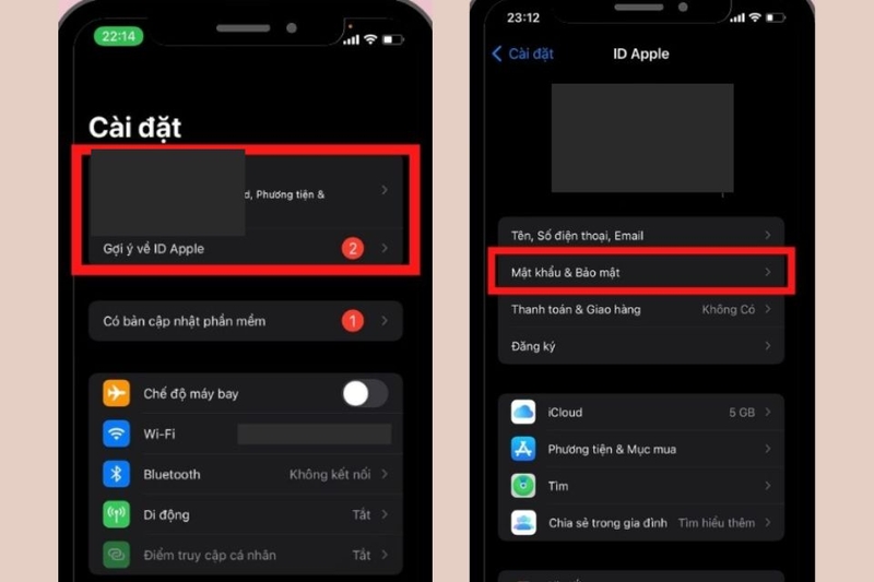 Đầu tiên bạn mở Cài đặt (Settings), tiếp theo chọn tài khoản Apple ID