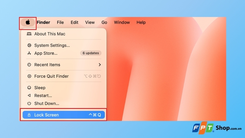 Khóa màn hình thủ công qua Menu Apple