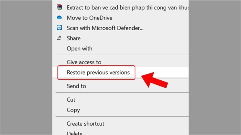khoi phuc file bang restore previous versions