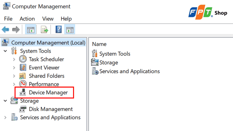 Nhấn mục Device Manager