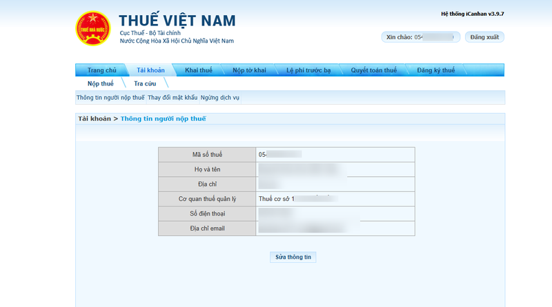 Cách kiểm tra Mã số thuế đã cập nhật theo CCCD chưa ảnh 7