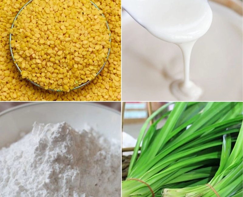 Nguyên liệu làm bánh da lợn lá dứa